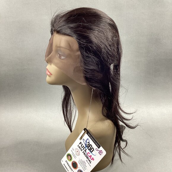 Straight 14” #Natural Black 100% Human Hair 360° Full Cap Lace Frontal - Picture 1 of 11